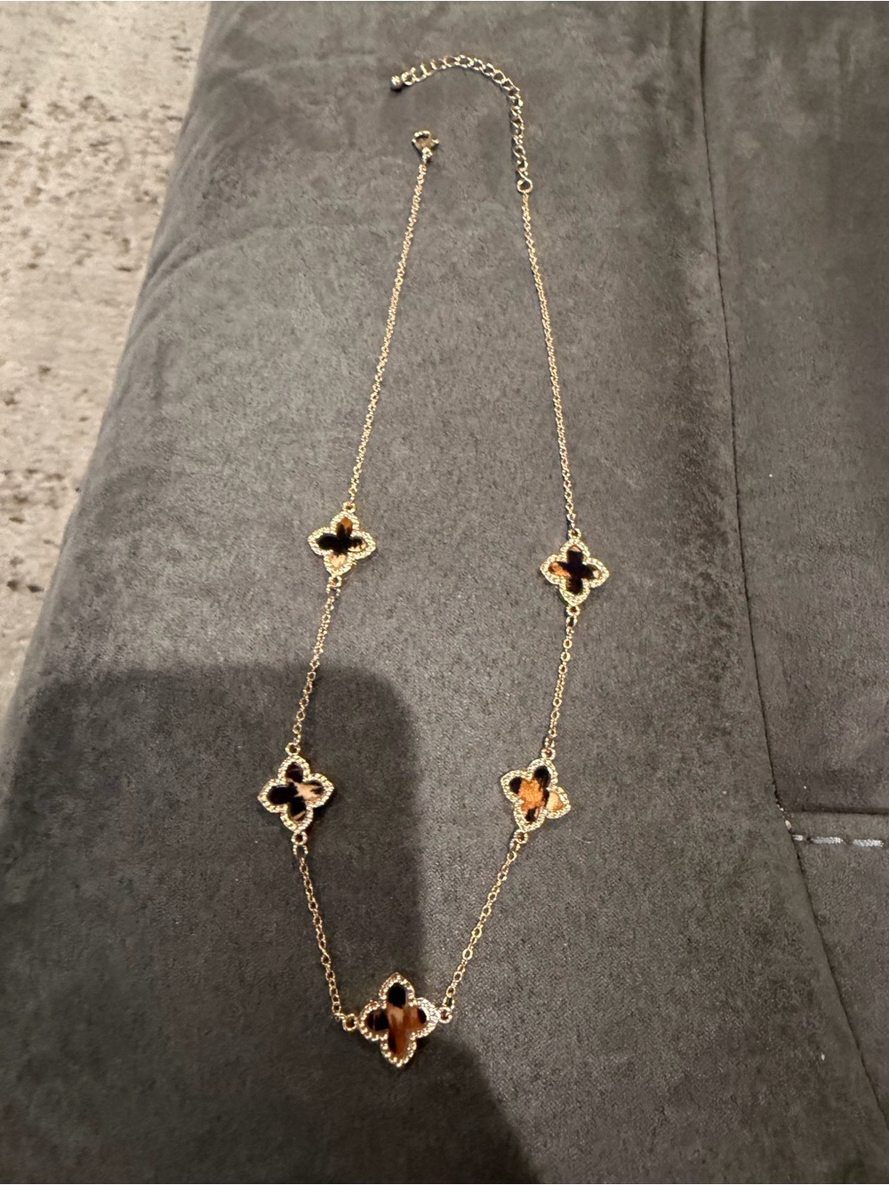 Kohl's Gold-Tone Necklace with Brown and Black Clover Accents